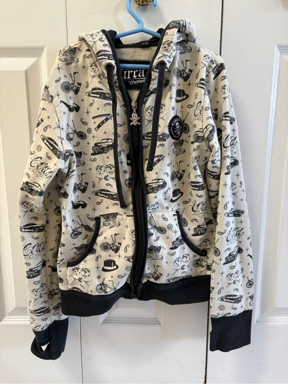 Circa Lowrider hoodie featuring an all over print of vintage cars boys M
